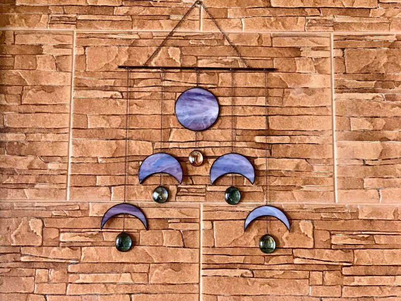 Stained Glass Moon Phase Wall Hanging Celestial Decor Moon Etsy