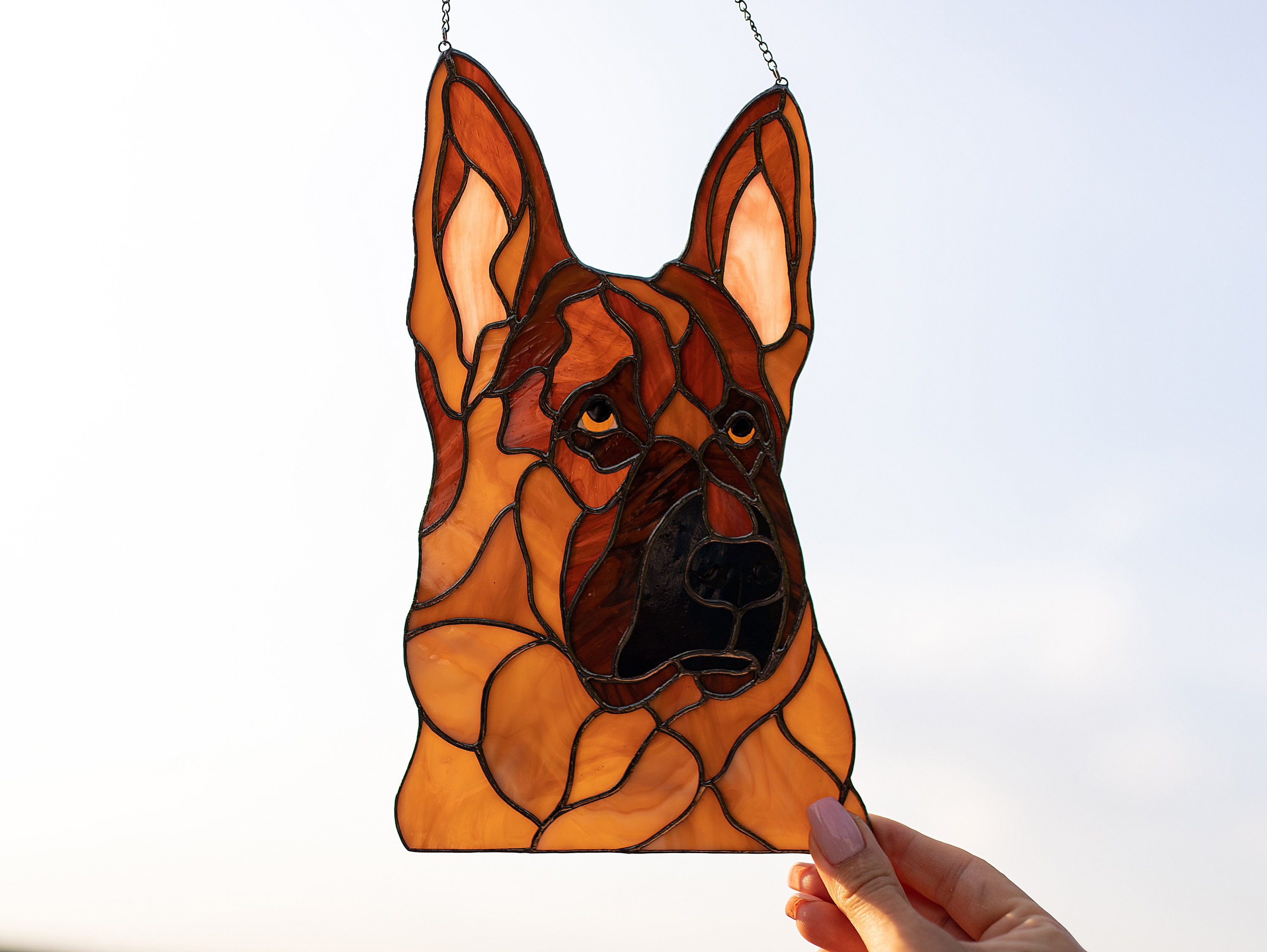 German Shepherd Stained Glass Window Hangings Mothers Day Etsy