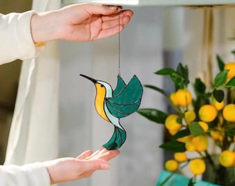 Stained Glass Hummingbird Suncatcher Best Gift for Mom