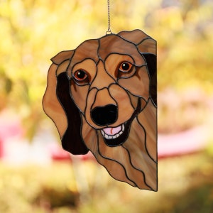 Longhair Dachshund Suncather Stained Glass Window Hangings Dachshund Mom Christmas gifts from Daughter Dog lovers decor Pet Remembrance Gift image 8