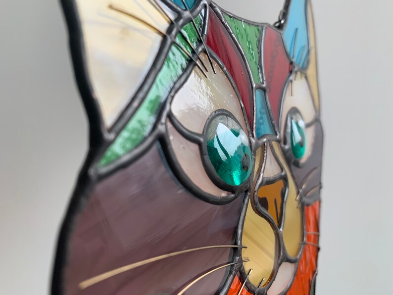 Personalized Cat Suncatcher Custom Stained Glass Window Etsy
