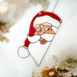 Weihnachtsdeko Peeking Santa Sonnenfänger Glasmalerei Fensterschmuck Weihnachtsdekoration Bild 7