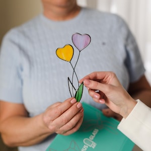 Stained Glass Heart Plant Stakes, Perfect Gift for Mom and Grandparent Lovely Gardening Gift, Thank you Gift