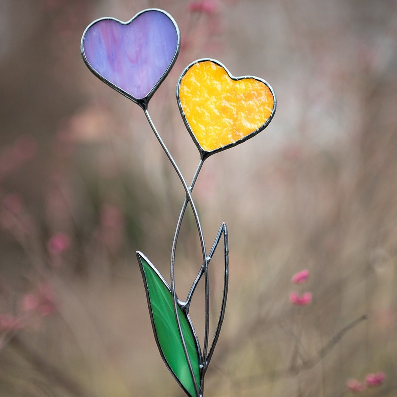 stained glass heart, romantic art, heart plant stake, stained glass, stained glass art, christmas gifts, garden decor, heart suncatcher, mother day gift,  home decor, personalized gift, fast shipping, fast delivery, gift for mom, gift for grandma, gift for nana, gift for granny, gift for mother