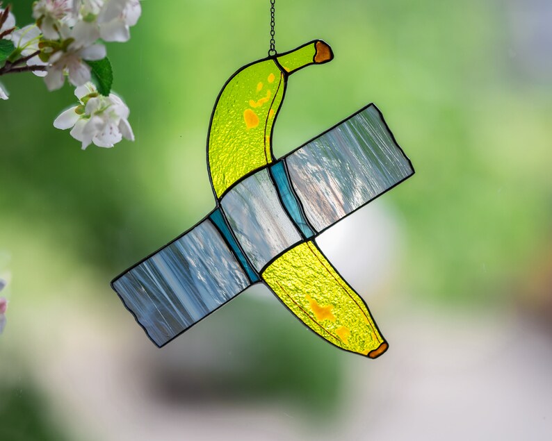 Ducttaped Banana Stain Glass Modern Art Wall Decor Etsy UK