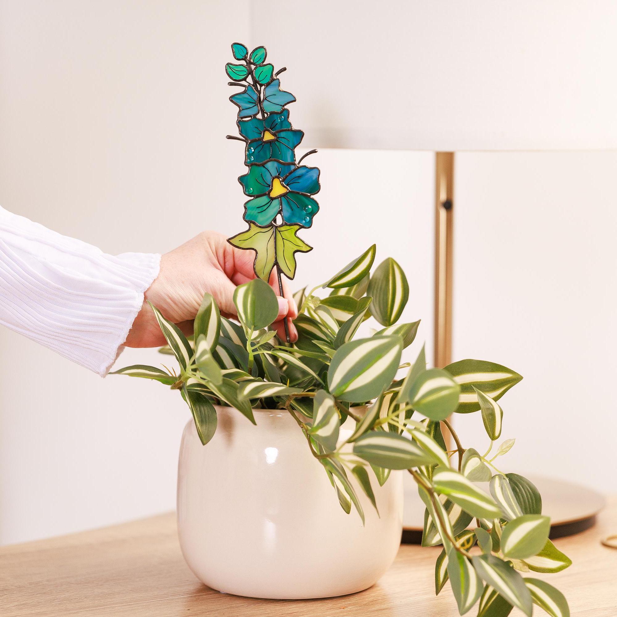 Stained Glass Flower, Personalized Christmas Gift, Birth Flower Gift Set for Mother in Law, Floral Garden Decor, Birth Flower Plant Stake