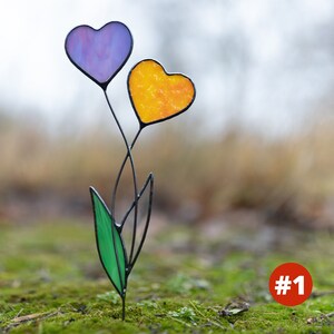 stained glass heart, romantic art, heart plant stake, stained glass, stained glass art, christmas gifts, garden decor, heart suncatcher, mother day gift,  home decor, personalized gift, fast shipping, fast delivery, gift for mom, gift for grandma, gift for nana, gift for granny, gift for mother