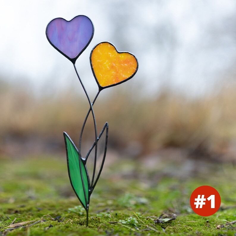 stained glass heart, romantic art, heart plant stake, stained glass, stained glass art, christmas gifts, garden decor, heart suncatcher, mother day gift,  home decor, personalized gift, fast shipping, fast delivery, gift for mom, gift for grandma, gift for nana, gift for granny, gift for mother