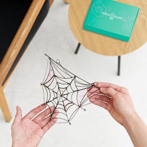 stained glass spider web, halloween decor, halloween home decor, halloween window decor, cute halloween decor, spider web, halloween spider, stained glass window, stained glass, stained glass art, spider web suncatcher, corner spider web