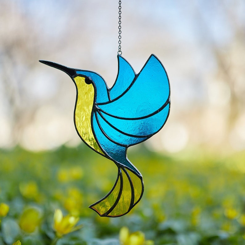 Stained glass Hummingbird suncatcher Mothers Day Gifts Glass Bird decor for bedroom Mother in Law Gifts from Daughter Ukraine Hummingbird
