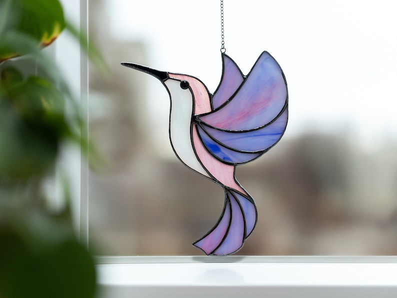 Pre-Order / Stained glass Hummingbird suncatcher / I Stand image 8