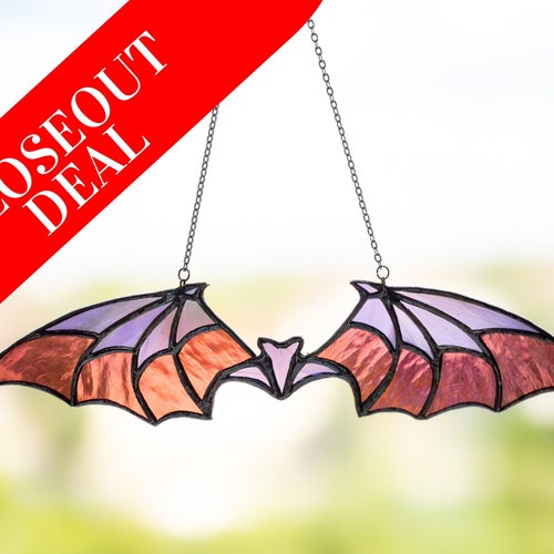 Stained Glass Bat Decor Halloween Bat Stained Glass Window Etsy