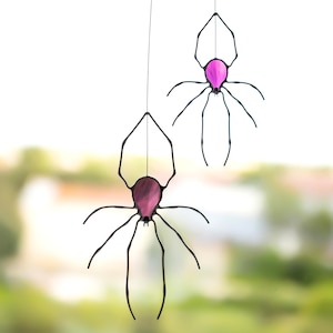 Stained Glass Spider Suncatcher Halloween Decor, Spider Lover Gift