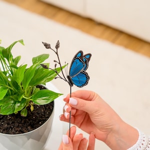 Stained Glass Butterfly Suncatcher – Garden Plant Stake Decor - Gift for Her - Plant Lover Gift for Mom or Grandma image 11