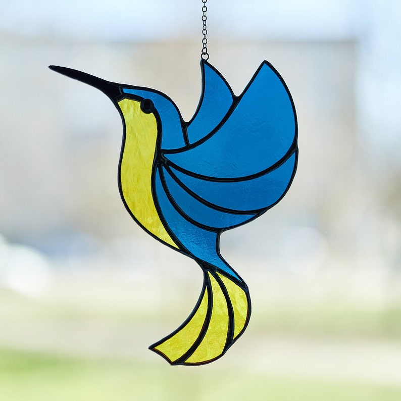 Buntglas Kolibri Suncatcher Muttertagsgeschenk von der Tochter Vogel Stain Glasfensterbehang Glasvogeldekor Bild 5