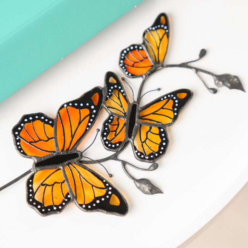 Stained Glass Butterfly Suncatcher – Garden Plant Stake Decor - Gift for Her - Plant Lover Gift for Mom or Grandma image 8