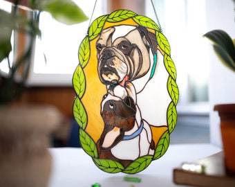 Custom Pet Portrait, Stained Glass Dog Memorial Gift, Custom Dog Portrait from Photo, Cat Suncatcher, Personalized Pet Gift, Christmas gift