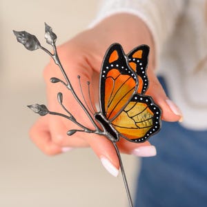 Stained Glass Butterfly Suncatcher – Garden Plant Stake Decor - Gift for Her - Plant Lover Gift for Mom or Grandma image 7