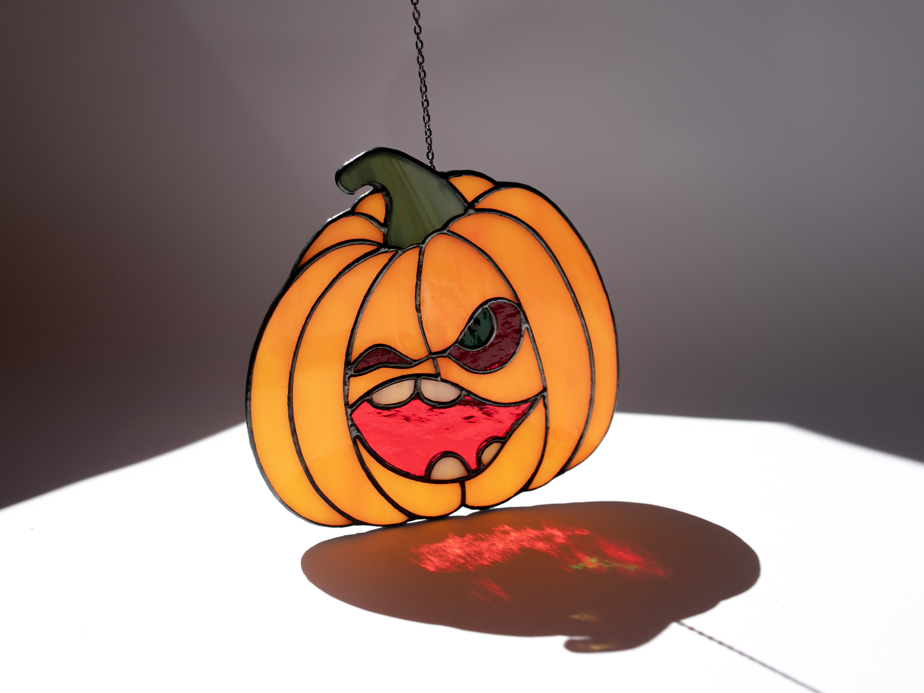 Halloween decorations Stained glass pumpkin suncatcher Cute | Etsy