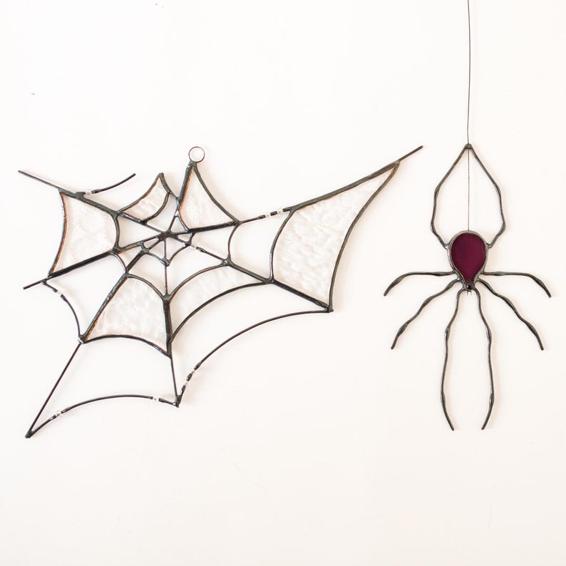 stained glass spider web, halloween decor, halloween home decor, halloween window decor, cute halloween decor, spider web, halloween spider, stained glass window, stained glass, stained glass art, spider web suncatcher, corner spider web