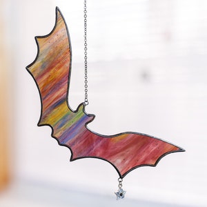 Halloween Bat And Moon Stained Glass Spooky Home Decoration Window Decor Gift For