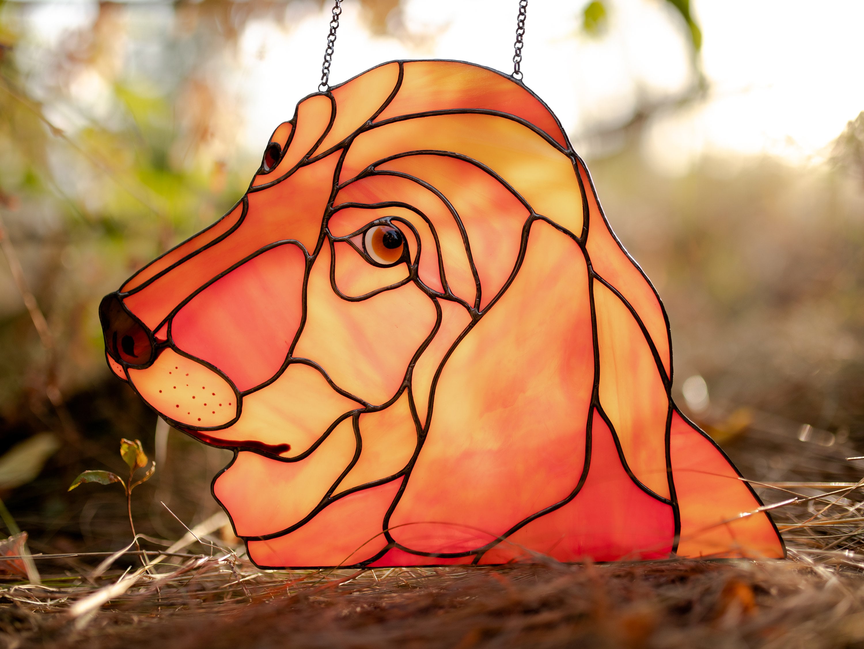 Stained glass golden retriever Peeking dog portrait Etsy