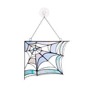 stained glass spider web, halloween decor, halloween home decor, halloween window decor, cute halloween decor, spider web, halloween spider, stained glass window, stained glass, stained glass art, spider web suncatcher, corner spider web
