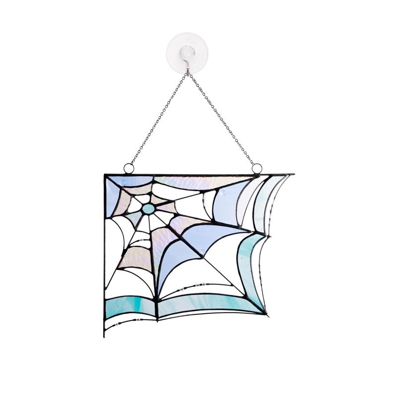 stained glass spider web, halloween decor, halloween home decor, halloween window decor, cute halloween decor, spider web, halloween spider, stained glass window, stained glass, stained glass art, spider web suncatcher, corner spider web