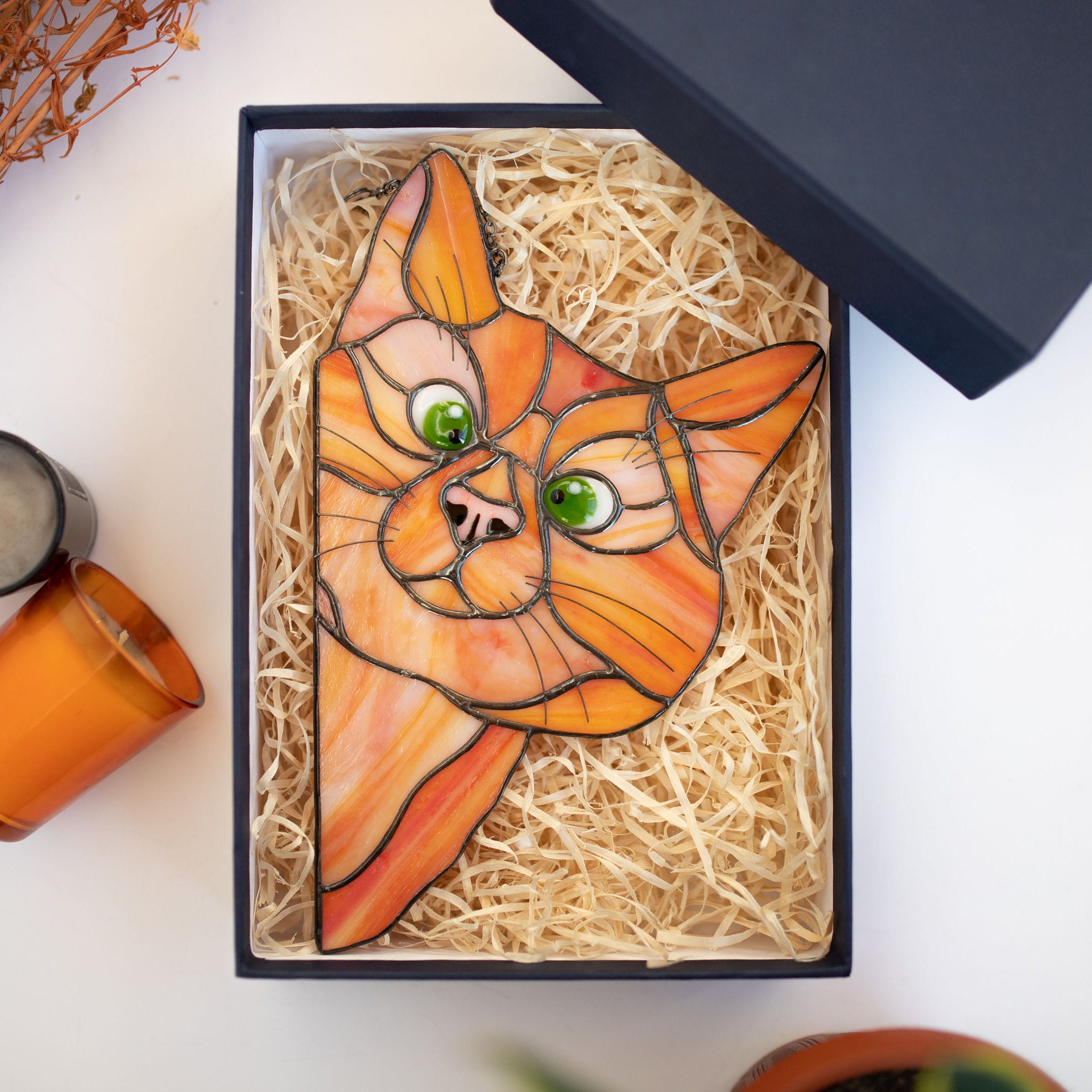 Acchiappasole in vetro colorato a forma di gatto lunare, decorazione da appendere, regalo per gli amanti dei gatti - Italia