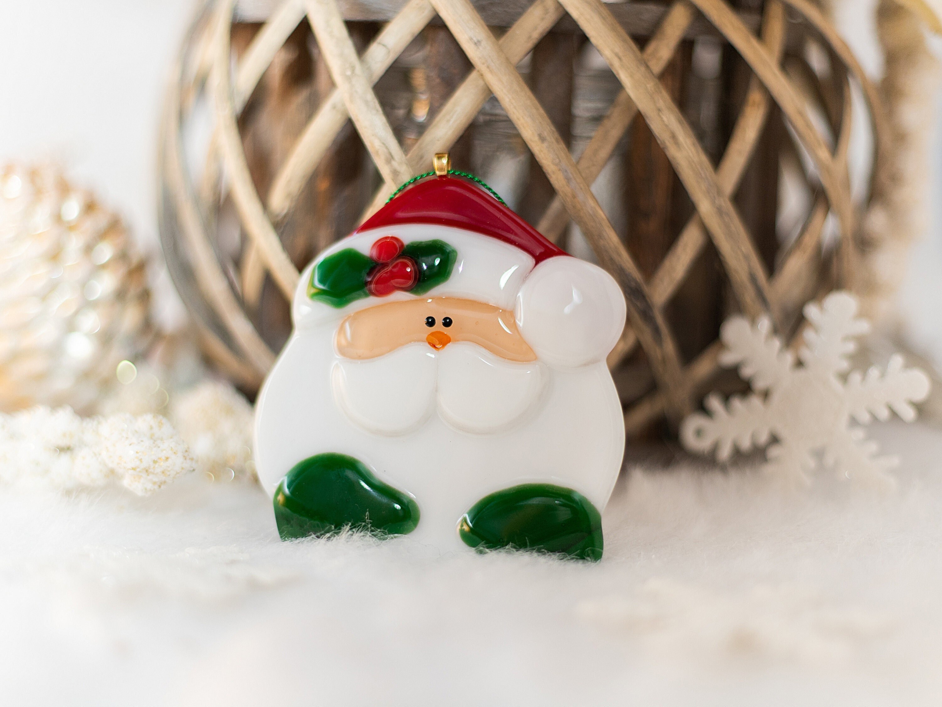 Christmas Help 2022 Christmas Clearance Santa Ornament Fused Glass Christmas | Etsy