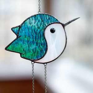 Hummingbird stained glass window hangings Mothers gift for birthday Glass light catcher Round Bird suncatcher Apartment decor women image 3