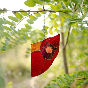 Red Cardinal Suncatcher Unique Gift for Father in law Stained Glass Window Hangings Cardinal Fathers Day gift from Daughter 1. Forward looking