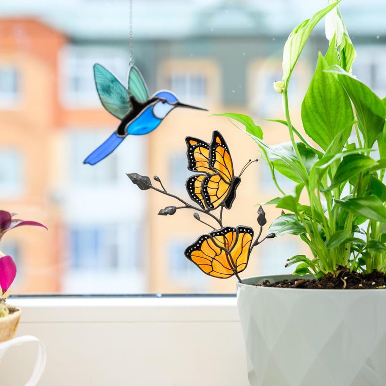 Stained Glass Butterfly Suncatcher – Garden Plant Stake Decor - Gift for Her - Plant Lover Gift for Mom or Grandma image 14