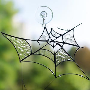stained glass spider web, halloween decor, halloween home decor, halloween window decor, cute halloween decor, spider web, halloween spider, stained glass window, stained glass, stained glass art, spider web suncatcher, corner spider web