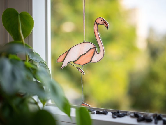 Details about   PINK FLAMINGO Stained Glass SUNCATCHER By GIFT ESSENTIALS  ***Fast Ship***