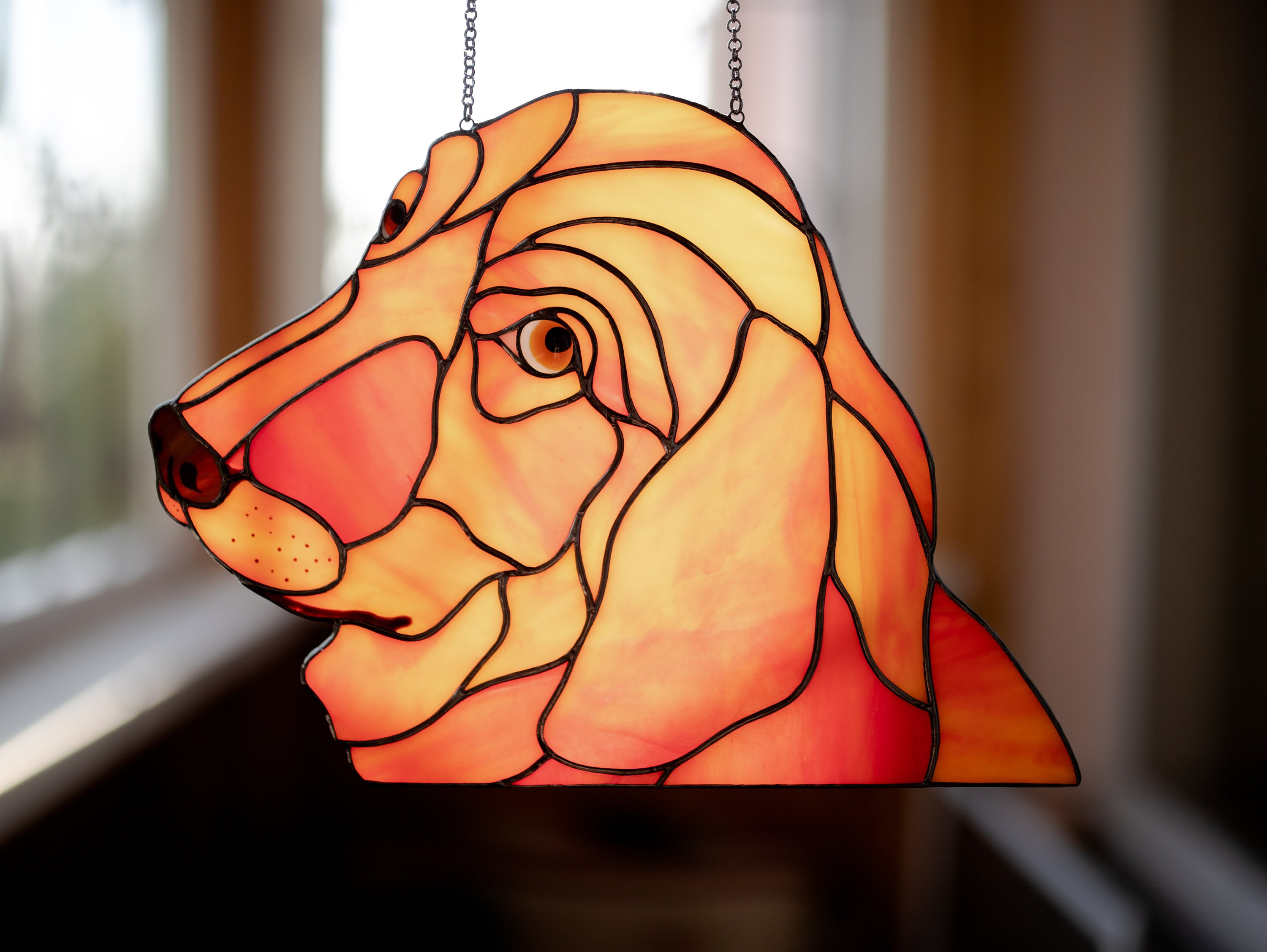 Stained glass golden retriever Peeking dog portrait Etsy