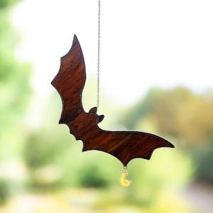 Stained Glass Bat Suncatcher Halloween decor indoor Bat Window hanhgings Horror decor