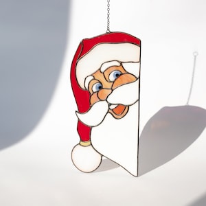 Weihnachtsdeko Peeking Santa Sonnenfänger Glasmalerei Fensterschmuck Weihnachtsdekoration Bild 5