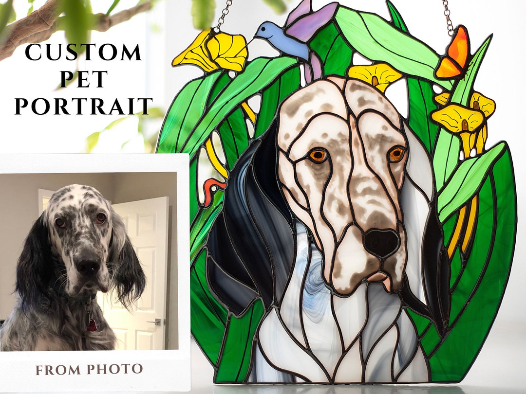 Custom Stained Glass Pet Portrait From Photo, Peeking Cat Suncatcher