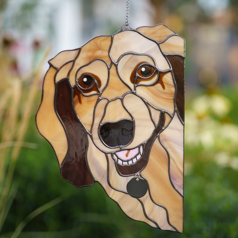 Longhair Dachshund Suncather Stained Glass Window Hangings Dachshund Mom Christmas gifts from Daughter Dog lovers decor Pet Remembrance Gift image 2