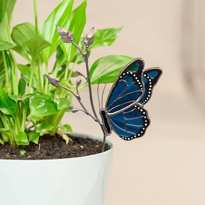 Stained Glass Butterfly Suncatcher – Garden Plant Stake Decor - Gift for Her - Plant Lover Gift for Mom or Grandma image 10