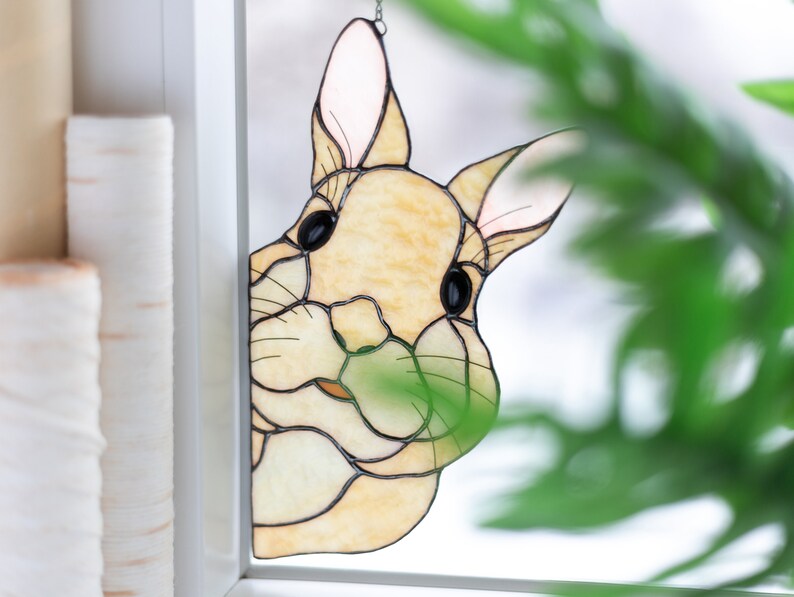 Easter Bunny Stained Glass Bunny Peeking Bunny Suncatcher | Etsy Canada