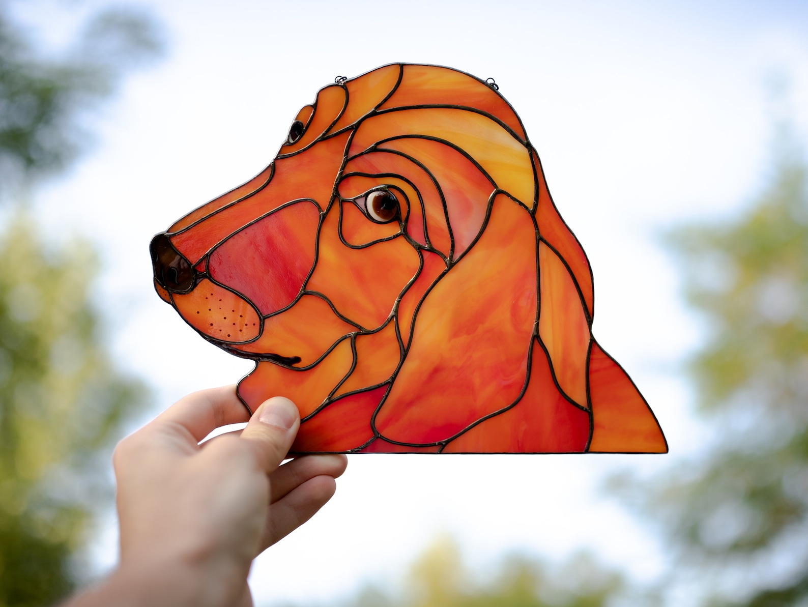 Stained glass golden retriever Peeking dog portrait Etsy