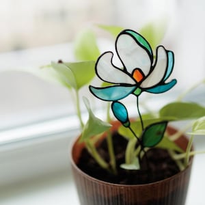 Växtstång - Dekoration i målat glas, present till mammas födelsedag