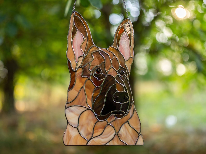 German Shepherd Stained Glass Window Hangings Mothers Day Etsy