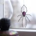 Spider stained glass window hangings, Halloween decor indoor, Unique stained glass suncatcher, Spider gifts for friend 