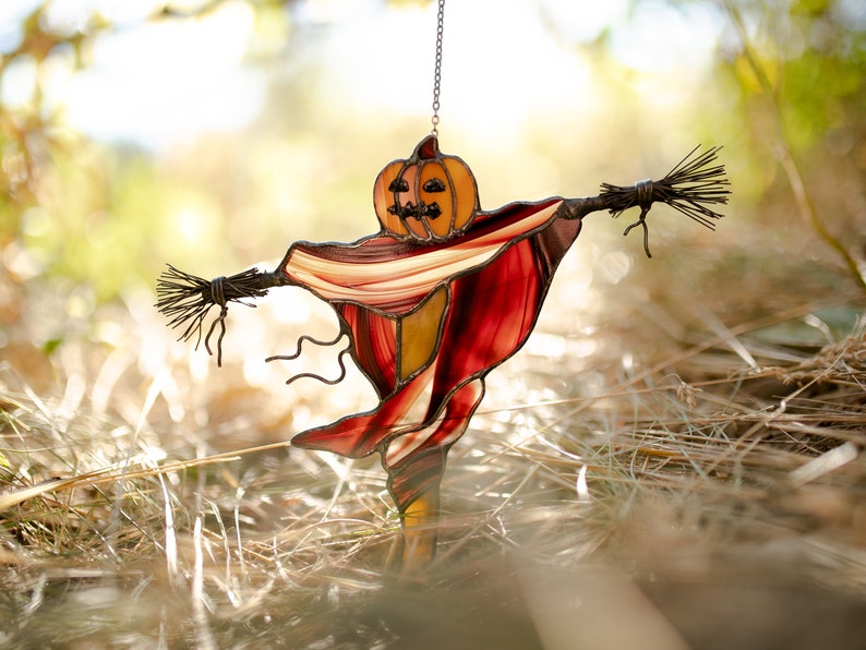 Halloween Stained Glass Scarecrow Decor