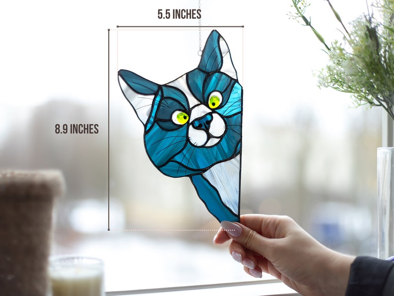 Peeking Cat Window Hangings Stained Glass Cat Suncatcher Dad Etsy Canada