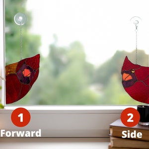 Red Cardinal Suncatcher Unique Gift for Father in law Stained Glass Window Hangings Cardinal Fathers Day gift from Daughter Pair of Cardinals