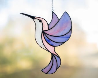 Stained glass Hummingbird suncatcher - Mothers Day gift from daughter